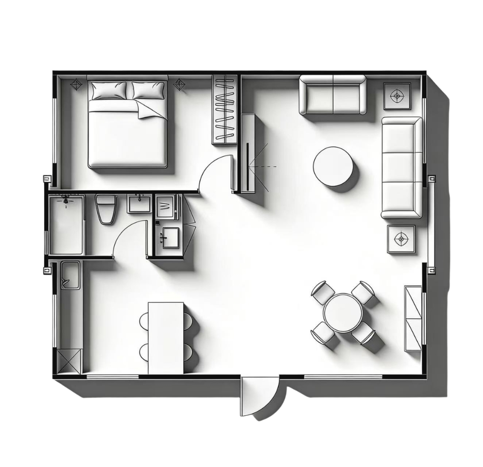1 Bedroom + Living — Floor plan