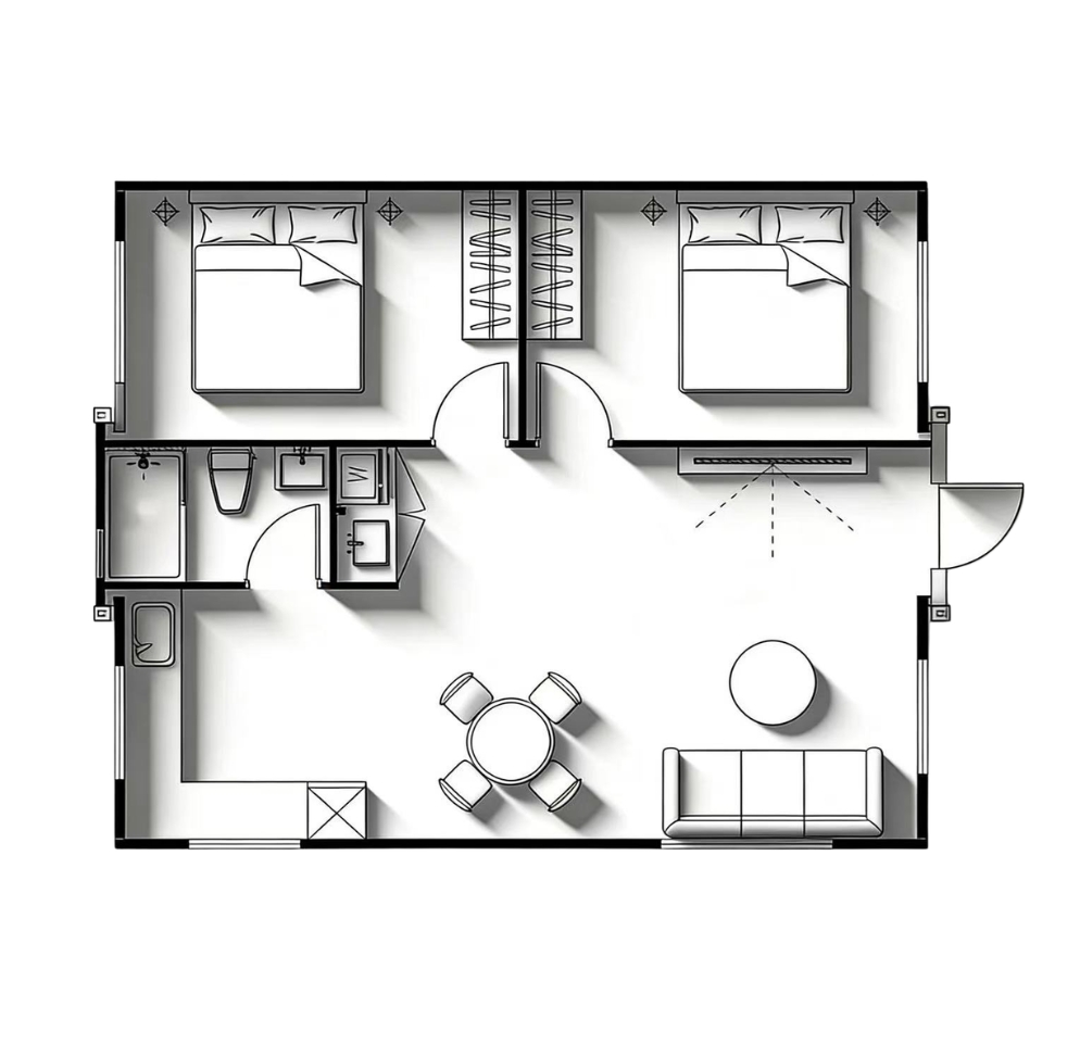 2 Bedroom + Living — Floor plan
